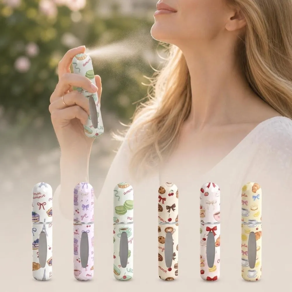Portable 5ml Perfume Bottle Leak-proof Refillable Spray Bottle Cake Bow with Key Ring Perfume Atomizer Bottle for Women Girls