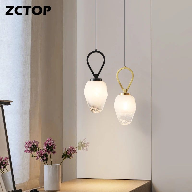 

New Full Copper LED Pendant Lamps Home Small Chandeliers AC110V 220V For Living Room Study Bedroom Bedside Lights Decor Lighting