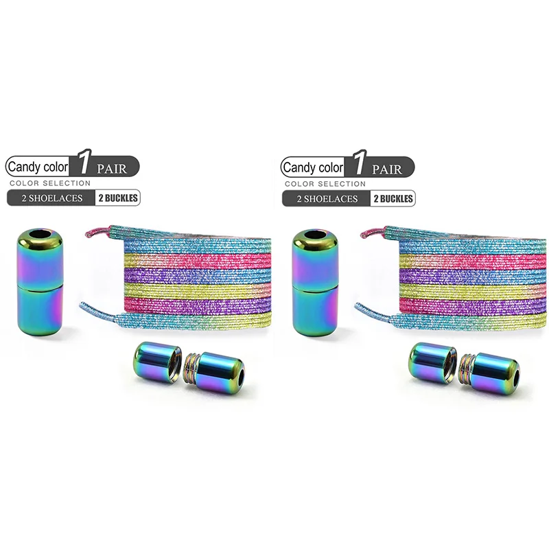 1 Paar/2 Pairs/4 Pairs Geen Stropdas Veters Kleurrijke Gesp Schoenveters Parel Licht Kleurrijke Mode Zonder stropdassen Elastische Veters Sneaker