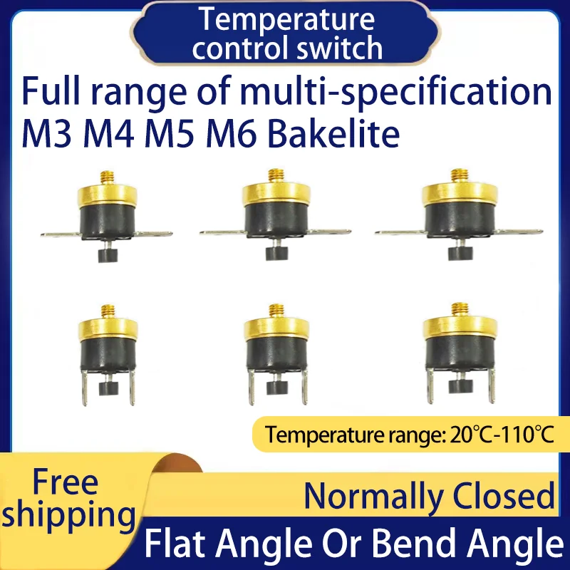 100 szt. M3 M4 M5 M6 normalnie zamknięty KSD301 resetem ręcznym 20-270 stopni przełącznik temperatury termostat czujnik gwintu w mosiężnej sondzie