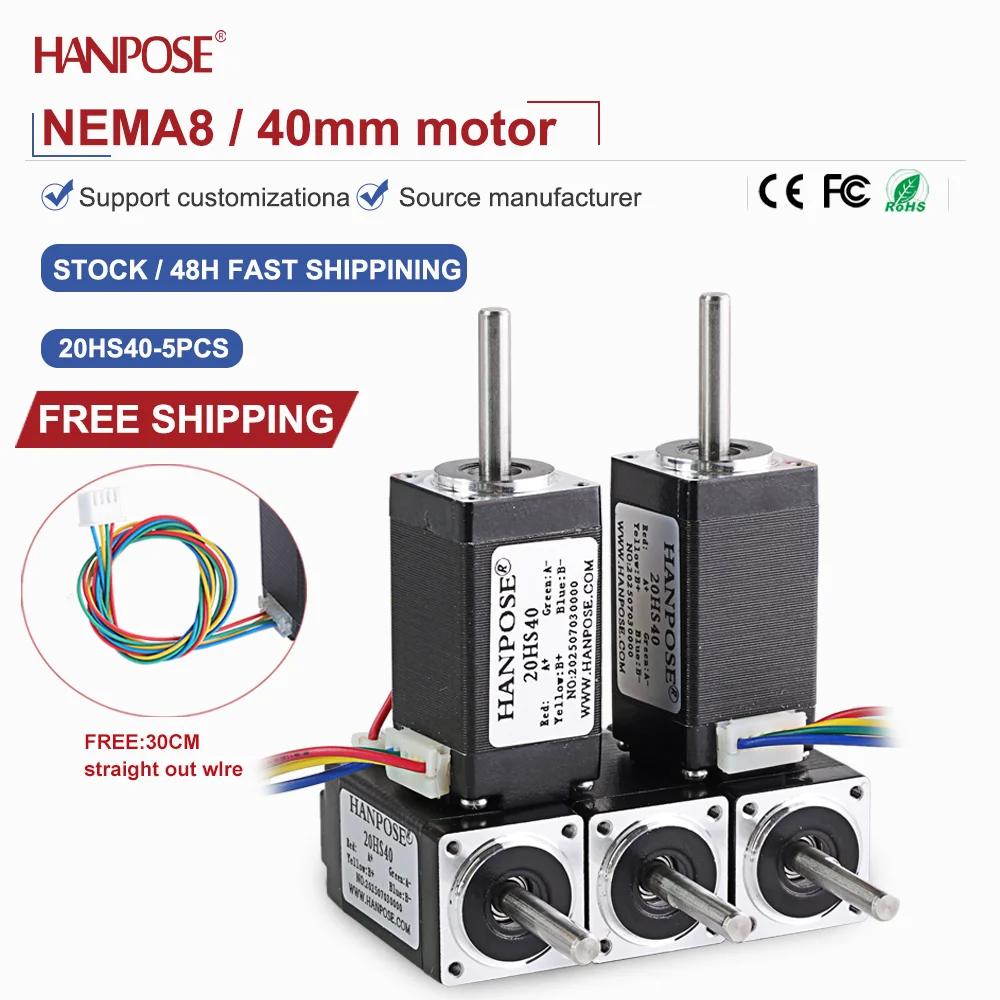 

NEMA8 5 шт. 20HS40 миниатюрный шаговый двигатель 0,03 Н. m 0,8A Аксессуары для 3D-печати Производитель двигателей Прямые продажи на складе