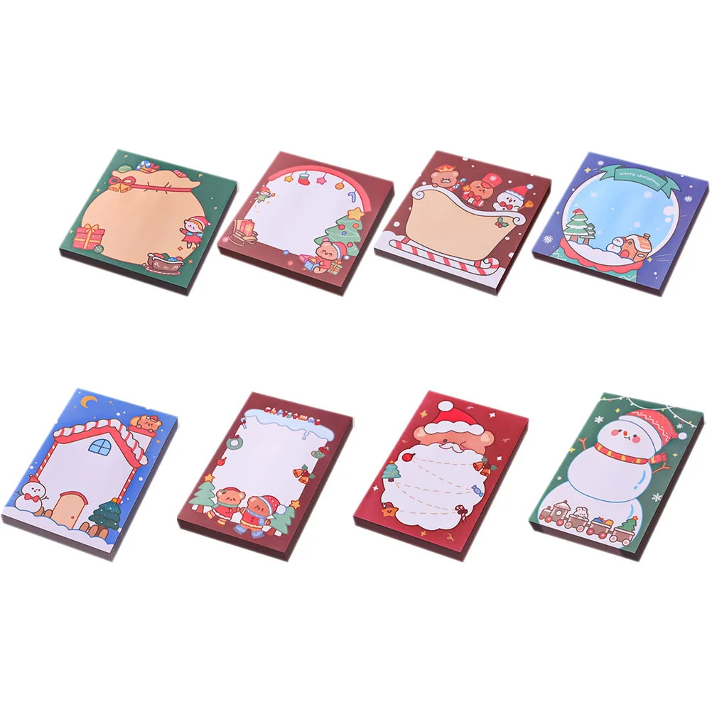 

8 Pcs Christmas Sticky Notes Notepads Supplies Small Compact Sticker Household Memo Paper School Adorable Daily Travel Student