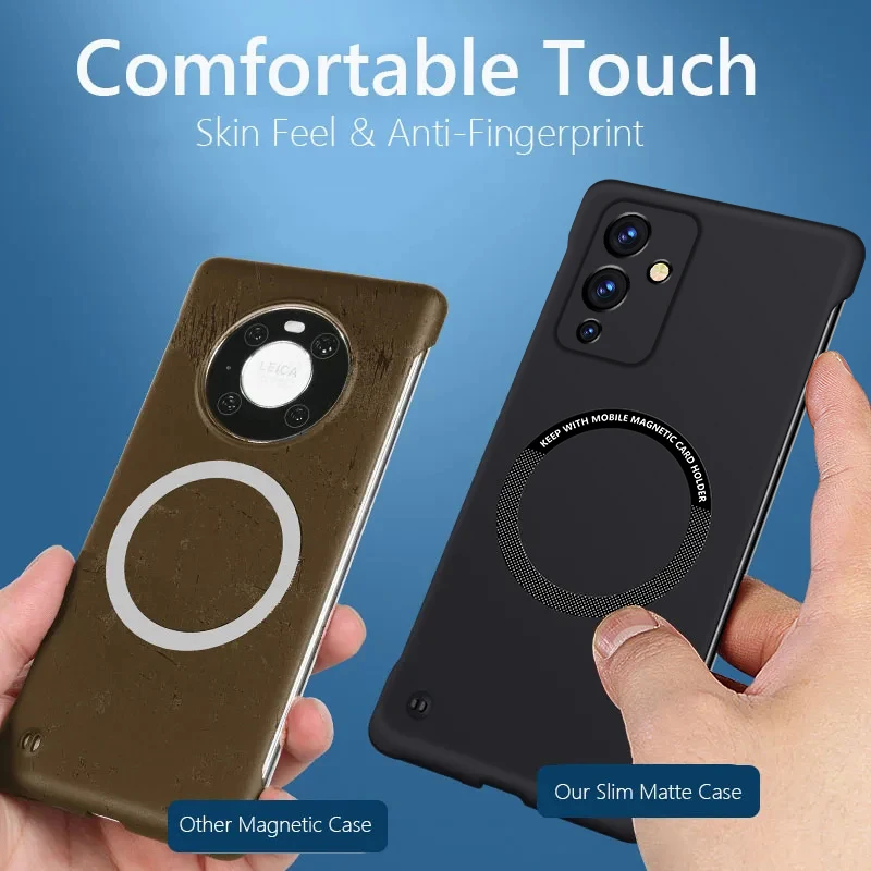 Ultra Thin Hard PC Magnetic Frameless Phone Cover Case For OnePlus 9 Pro Cover Case Matte Color Solid Shockproof Cover Cases