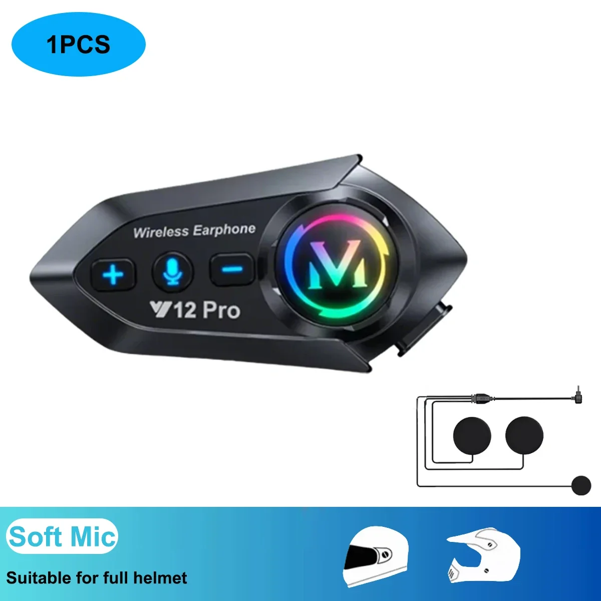 Y20 Pro Motorradhelm-Headset Bluetooth 500M Intercom FM-Radio Freisprechfunktion Wasserdicht Musik-Mixing Sharing Interphone