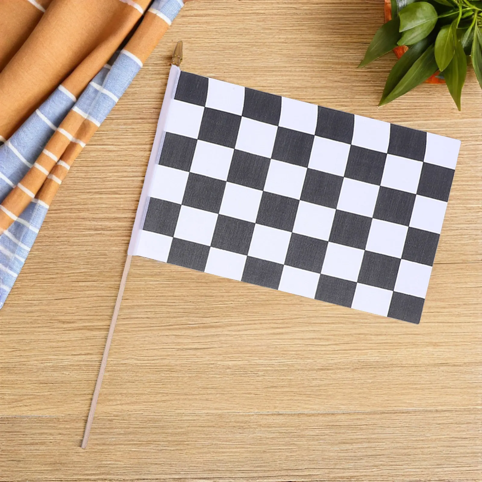 16Pcs Checkered Racing Flags Mini Black White Flags on Stick 8.3x5.5 Race Car Party Flag Decorations Racing Track Supplies