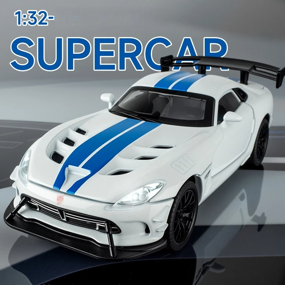 

1:32 Dodge Viper Sports Car Simulation Diecast Metal Alloy Model car Sound Light Pull Back Collection Kids Toy Gifts