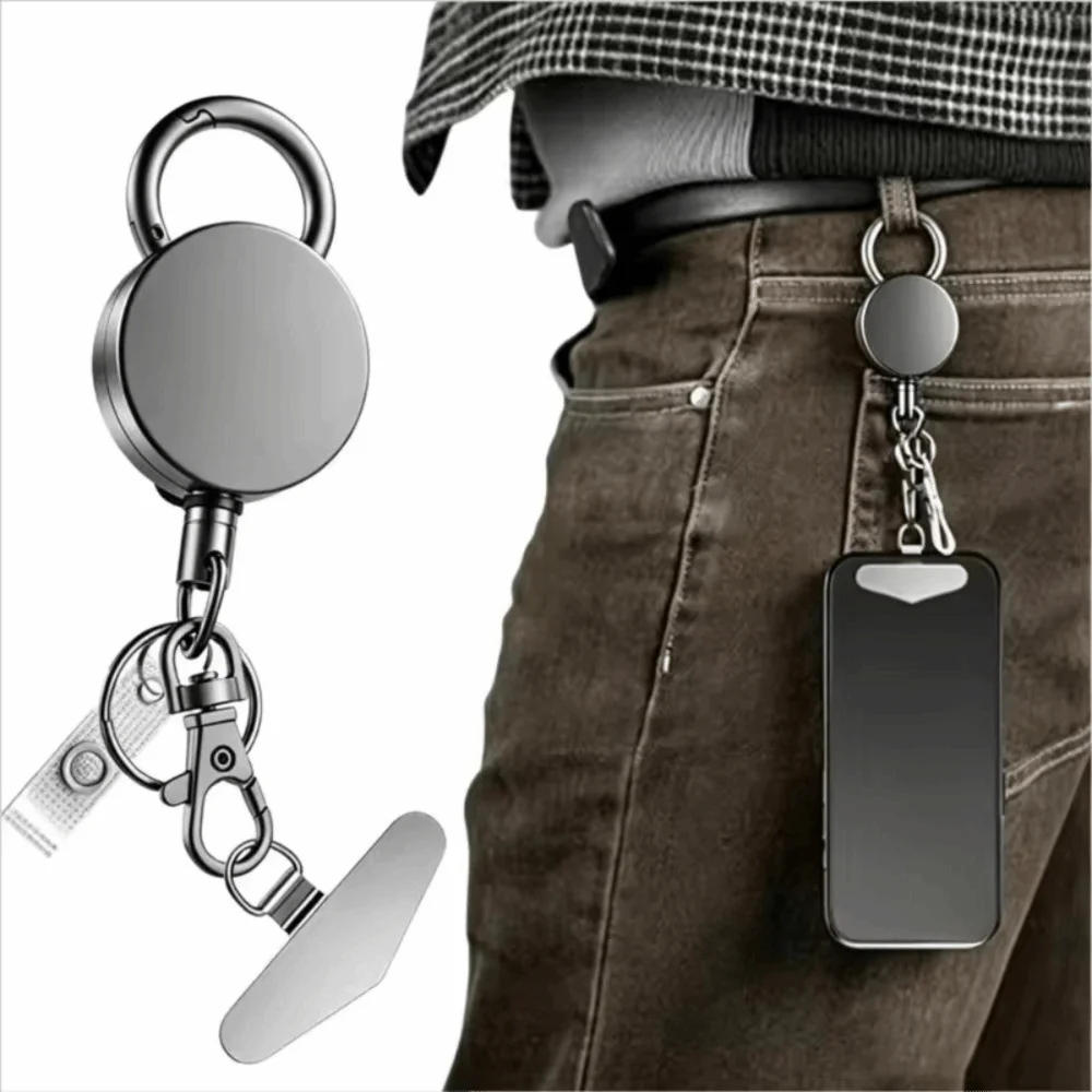 Retractable Phone Holder Lanyard Anti-Theft Metal Clip Retractable Keychain Safety Lanyard Anti-Drop Anti-Theft Lanyard Hiking