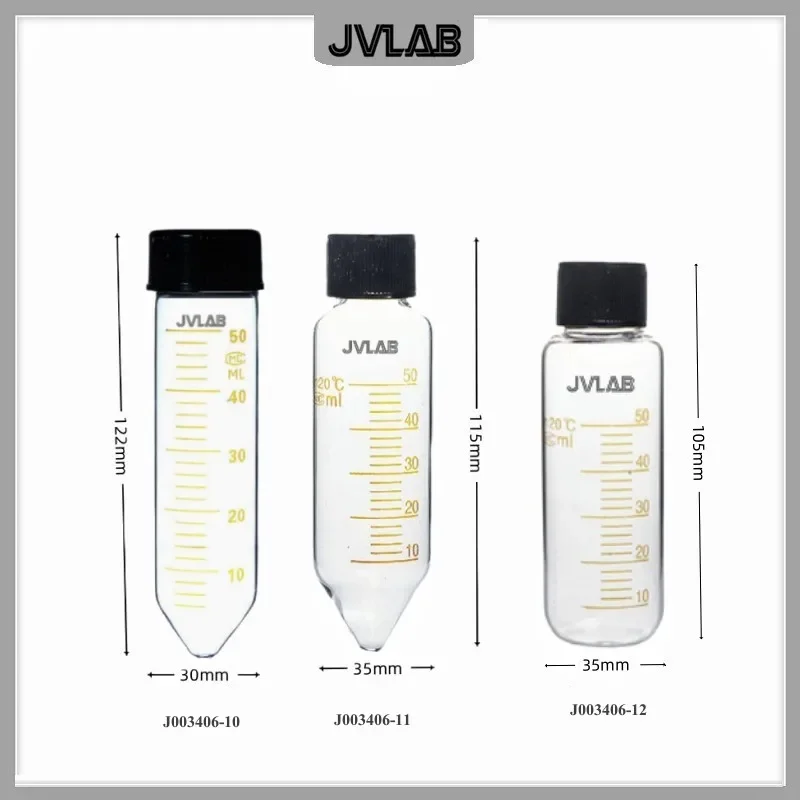 Glass Centrifuge Tube 50 ml Glass Test Tubes With Screw Cap & Scale Bottom Tip / Round Resistant High Temperature 5/PK