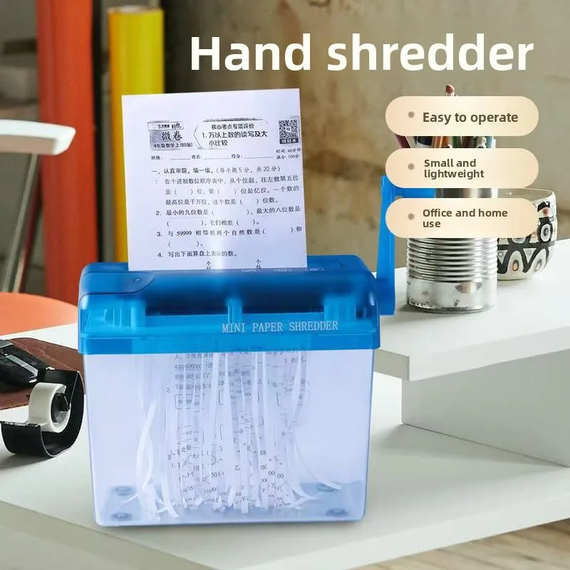 Trituradora de mano A4A6, tira pequeña, trituradora de notas financieras, documentos de oficina seguros avanzados, trituradora de escritorio, 17x15x9,5 cm