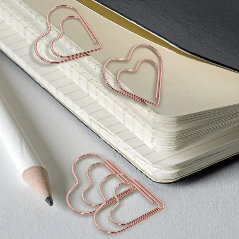 50 Stuks Metalen Paperclips Harten Mini Bindmiddel Clip Bladwijzer Boek Binding Note Decor Briefpapier School Kantoor Bindtoebehoren
