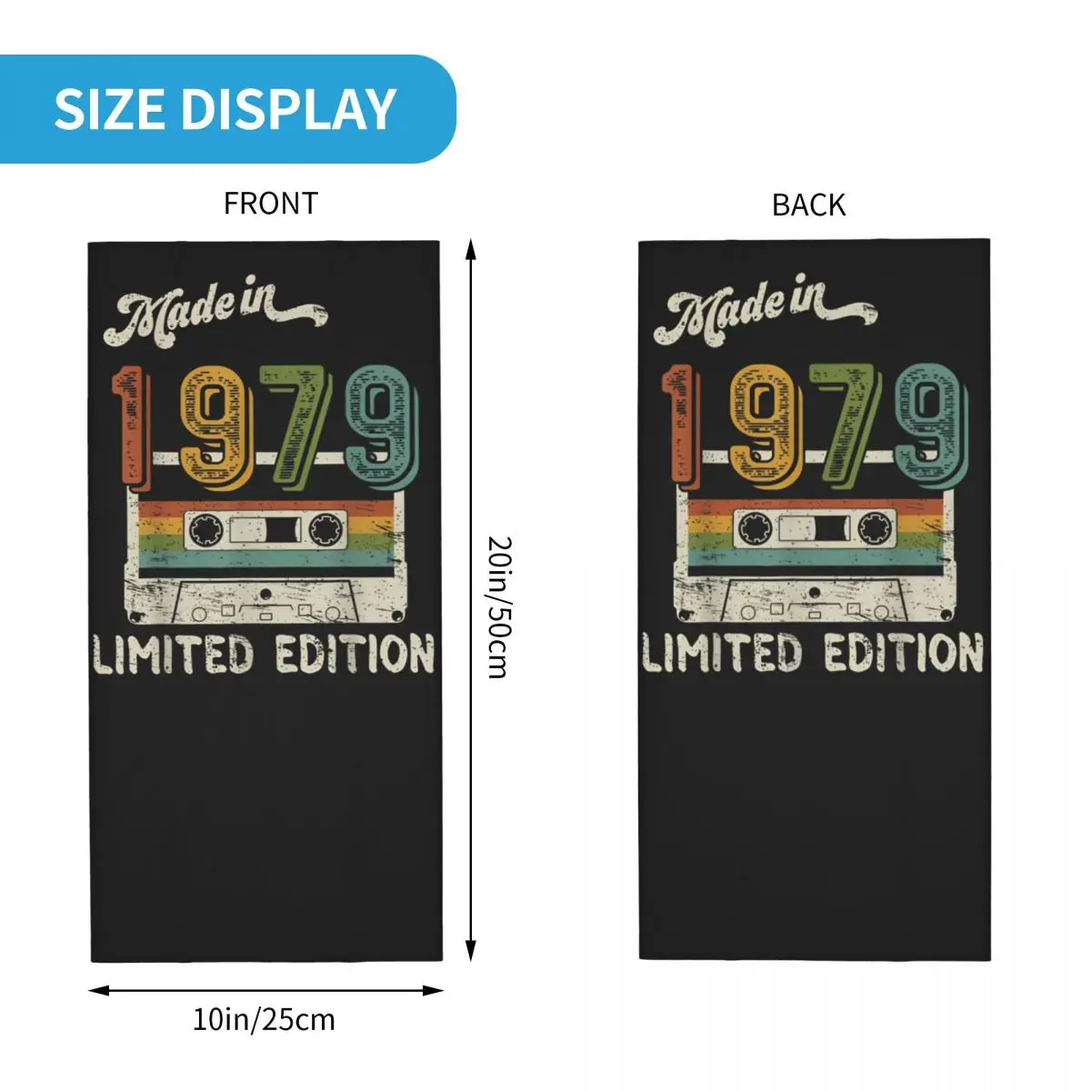 Made In 1979 Limited Edition Vintage 45th Birthday Bandana Neck Cover Wrap Scarf Warm Face Mask Hiking Unisex Adult Winter image 6