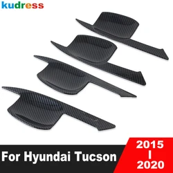 For Hyundai Tucson 2015 2016 2017 2018 2019 2020 Carbon Fiber Car Side Door Handle Bowl Cover Trim Sticker Exterior Accessories