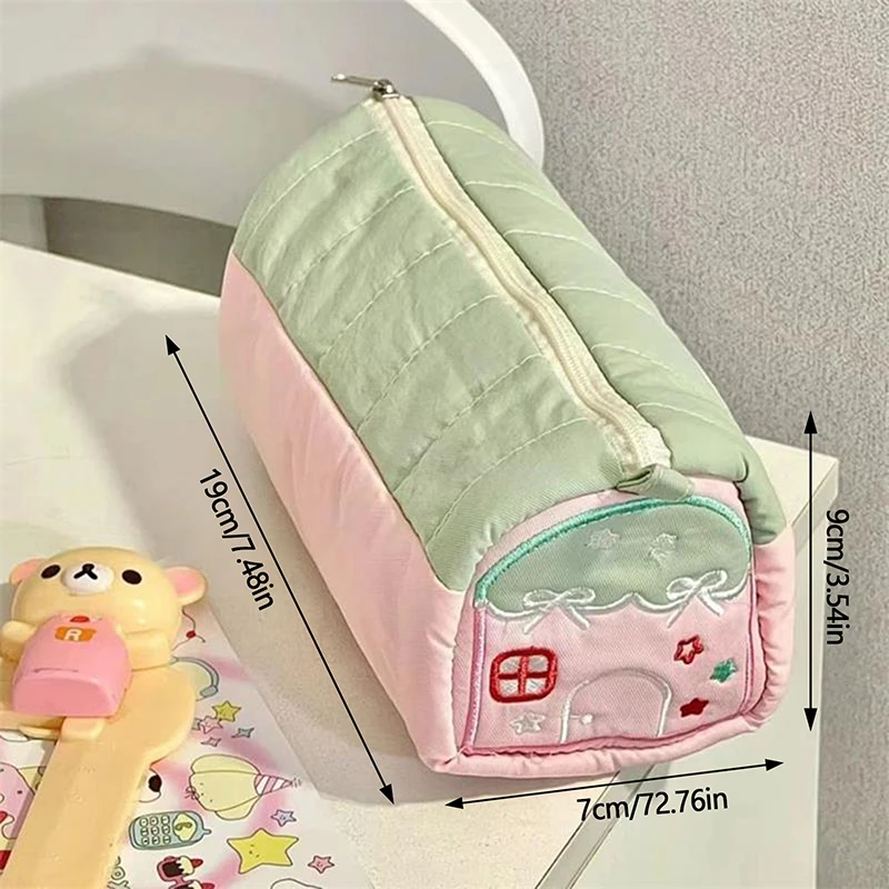 Cute Girl's Heart Pink Blue House Pencil Cases Large Capacity Storage Bags Cosmetic Bag Student Stationery School Supplies Gifts image 6