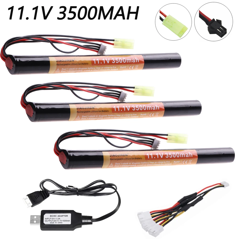 Airsoft gun akumulator akumulator do RC Lipo 11.1V 3500MAH 18650 z ładowarką do AKKU Mini Airsoft Gun baterie model RC akcesoria