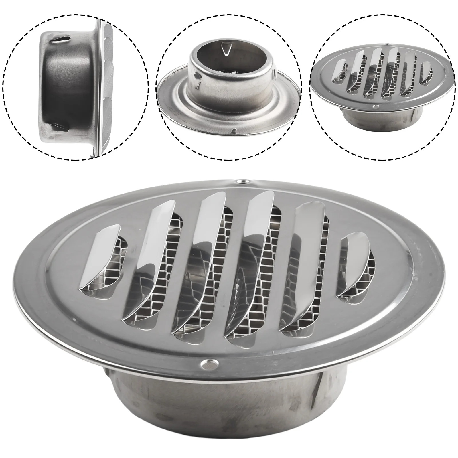 70-300mm Round Stainless Steel Vent Grille Exterior Wall Duct Ventilation Tool Exhaust Grille Cover Cooling Heating Vents Cap