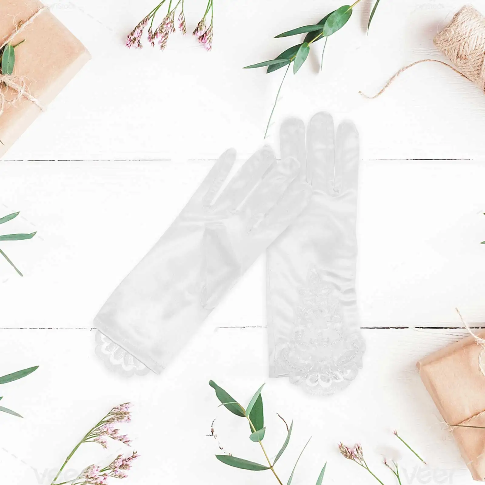 

White Lace for Girls 1 Pair Kids Wedding Kids Performance Gloves Flower Girl Party Performance Costume Accessories