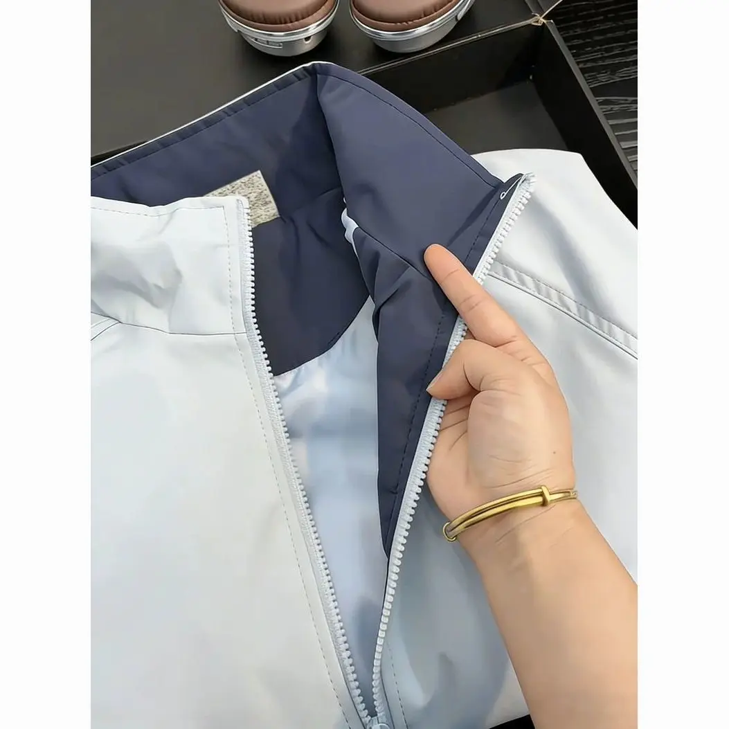 Fashion 2026 Retro Contrasting Splicing Men's Spring Bomber Jacket Silhouette Stand-up Collar Baseball Jersey Varsity Jacket Men