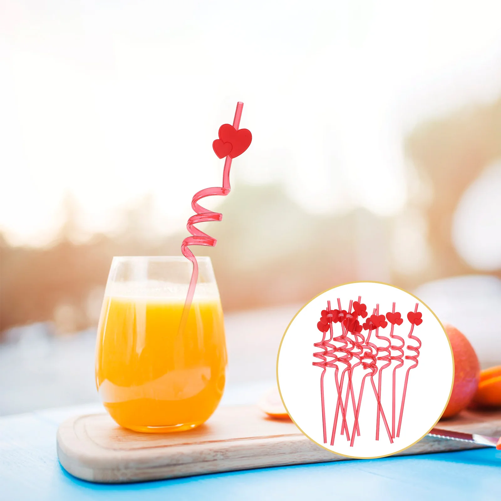 

10pcs Heart Shaped Reusable Straws Spiral Design Easy Wash Decorative Drinking Straws For Valentine Wedding Party Tumbler Cute