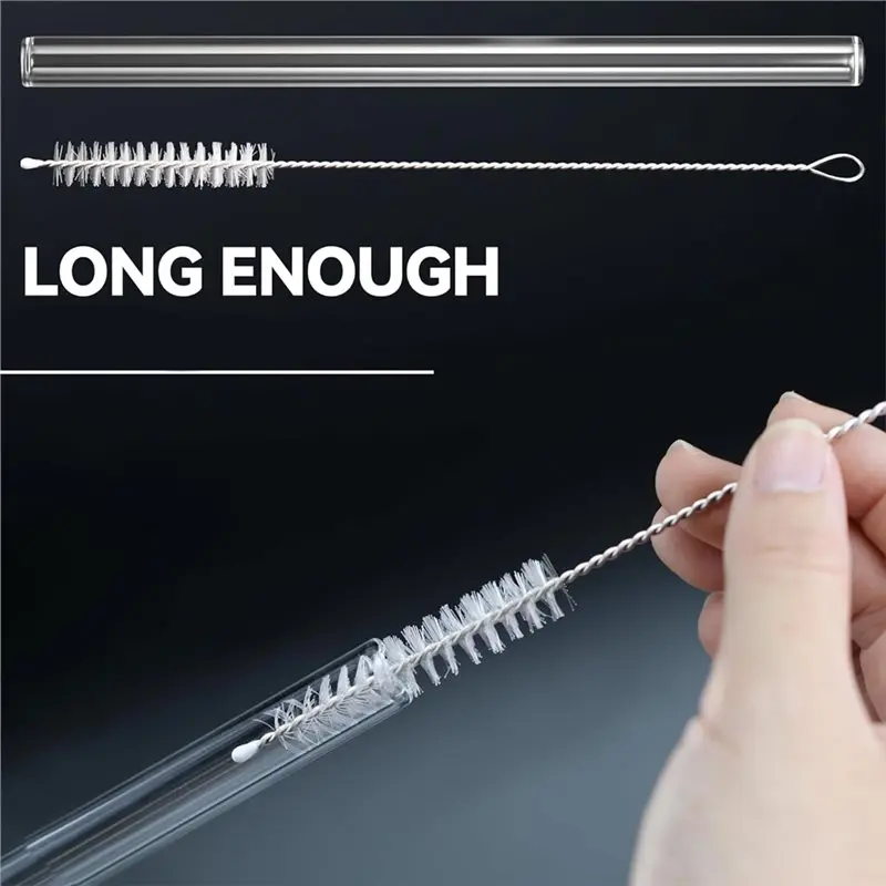 AC23-Replacement Glass Straws With Cleaning Brush, 2-Pack Reusable For Ninja Blendboss Personal Smoothie Blender Tumbler