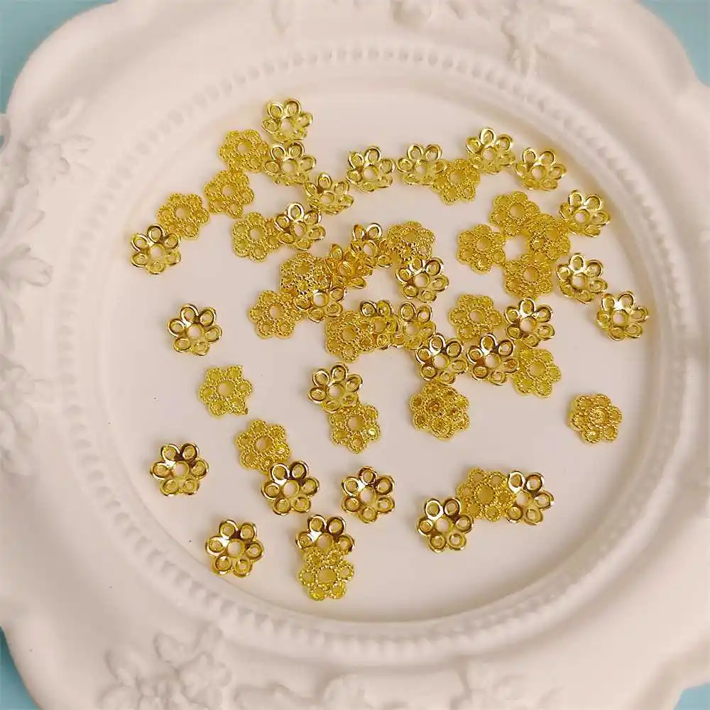 

50Pcs/lot High Quality Alloy Antique Flower Bead End Caps For DIY Jewelry Making Necklace Earring Findings Accessories Wholesale