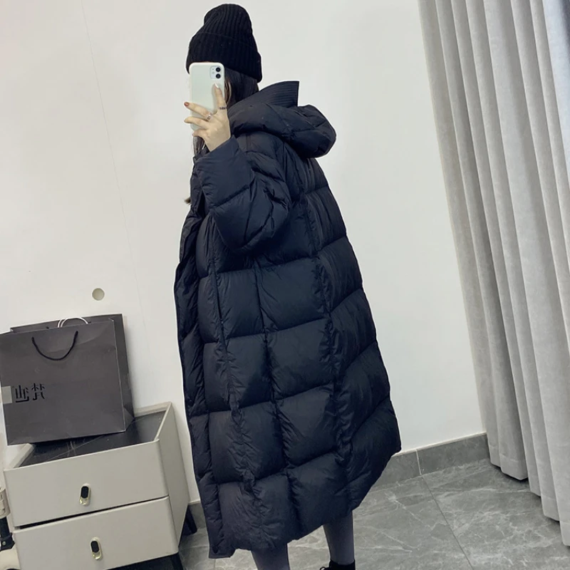 Puffer Jacket Women Winter New Outerwears Simple Casual Solid Hooded Down Jackets Windproof Thick Warm Long Women\'s Parker