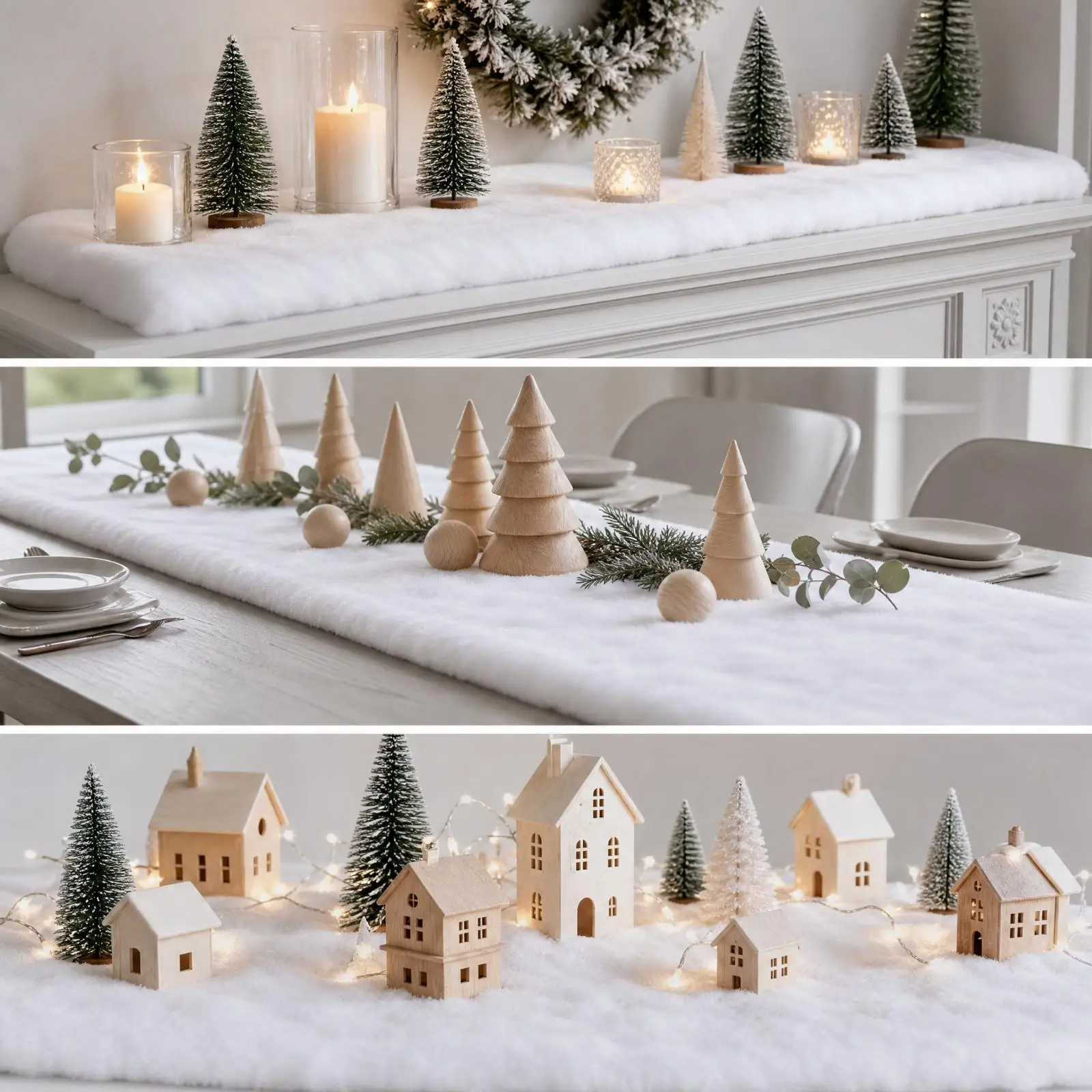 Winter Snow Scene Display Fake Snow Blanket Roll 240x80cm White Artificial Snow Mat for Christmas Village Decor