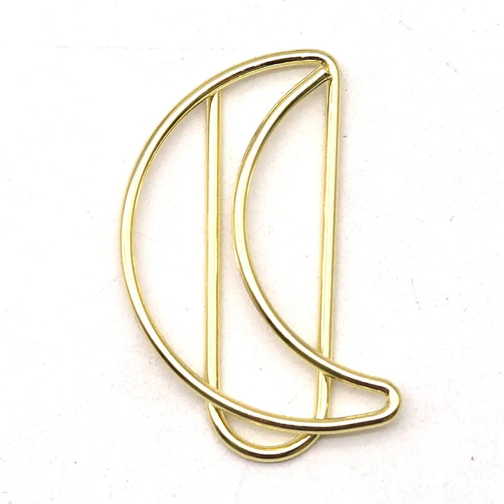 10 قطعة مشبك ورق على شكل قمر مشبك ورق ذهبي وردي مشبك ورق مطلي ذهبي دبوس قرطاسية مكتبي لطيف مقاطع أدوات مكتبية لطيفة