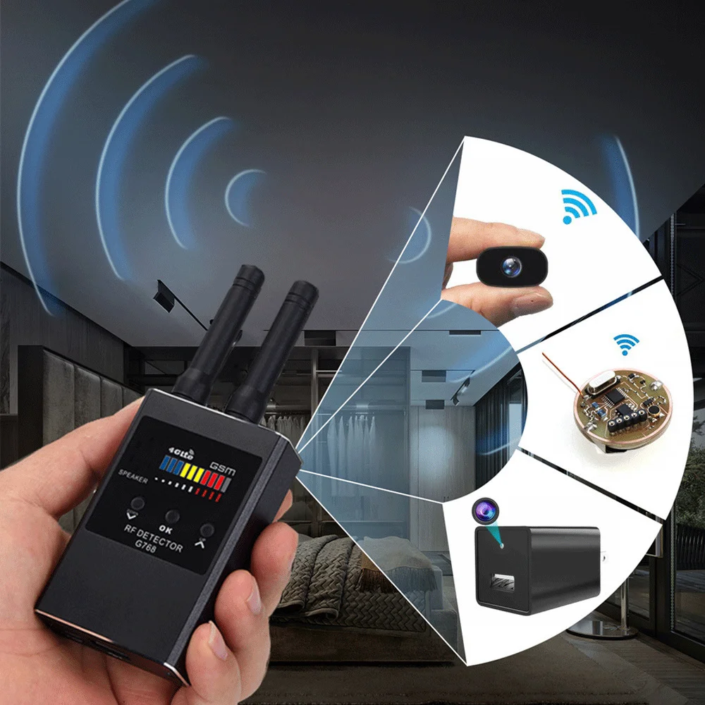 

1MHz-8000MHz Radio Detect Anti Spy Hidden Spy-Camera Detector GSM Audio Bug Device Finder Lens GPS Tracker Wireless RF Detectors