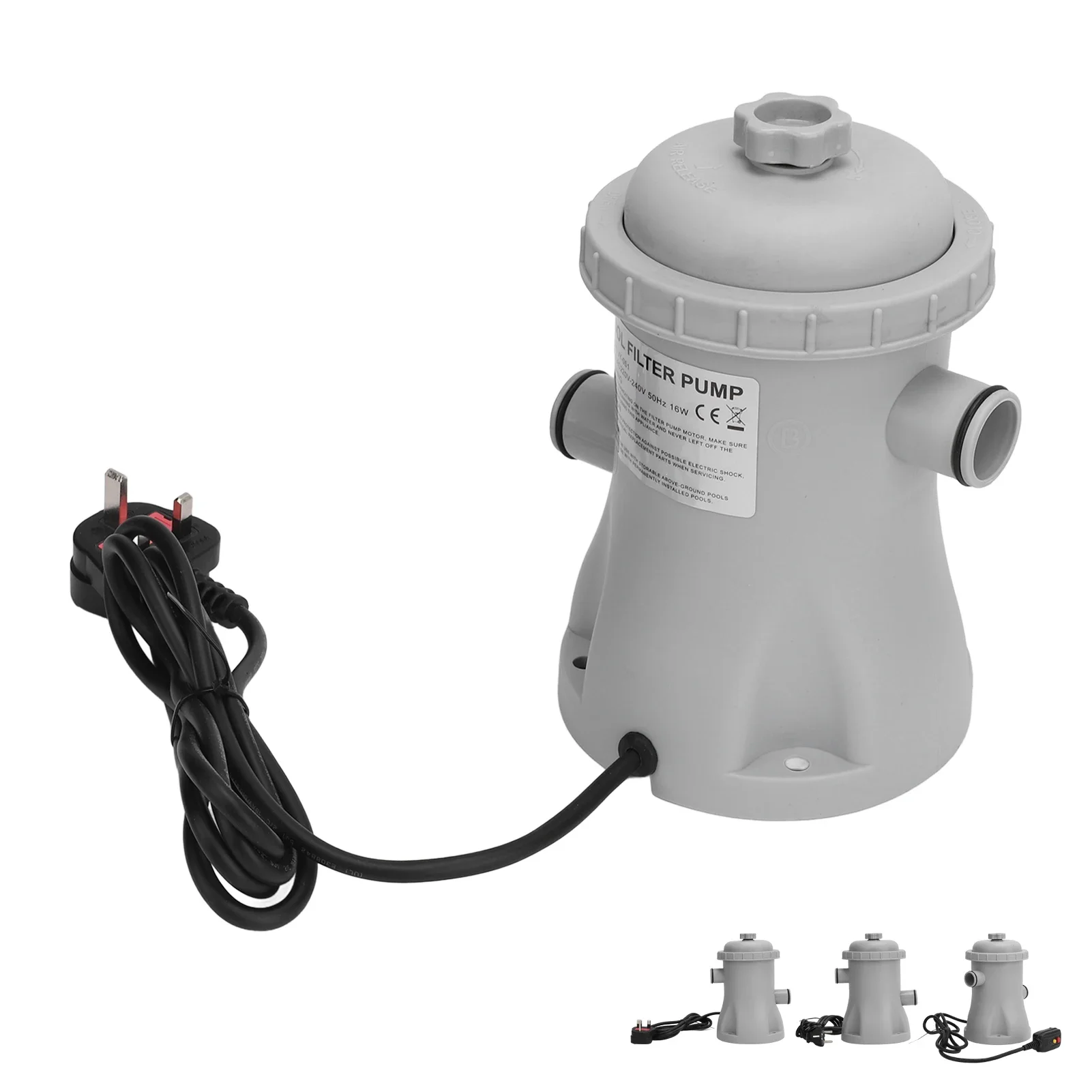 Kit de pompe à filtre de piscine gonflable à faible bruit, pompe à filtre à cartouche transparente, économie d'énergie, ABS de 330 gallons pour la maison