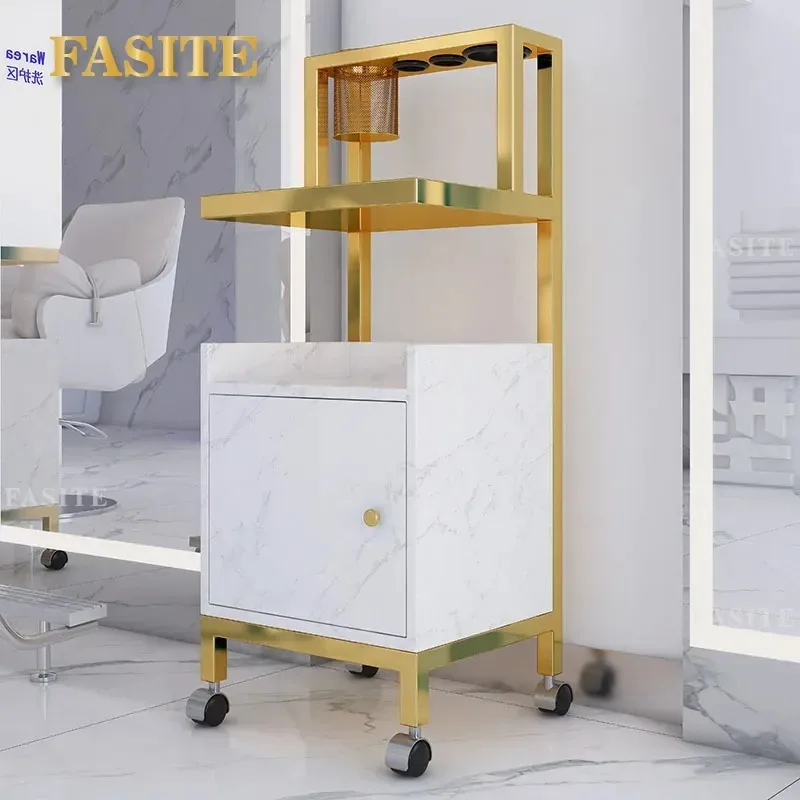 For Barber Shop Cabinet Hair Tool Cart Hairdressing Trolley Storage Rack Small Mobile Organizer Table Wholesale