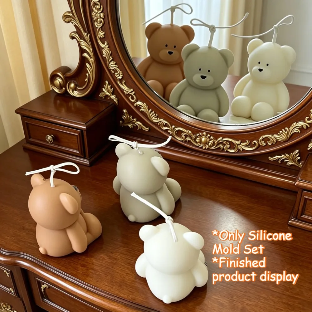Mini Teddy Bear Silicone Mold for Wax Resin Plaster Soap, DIY Wedding Cake Decor Home Ornament Craft Gift for Father's Day Child