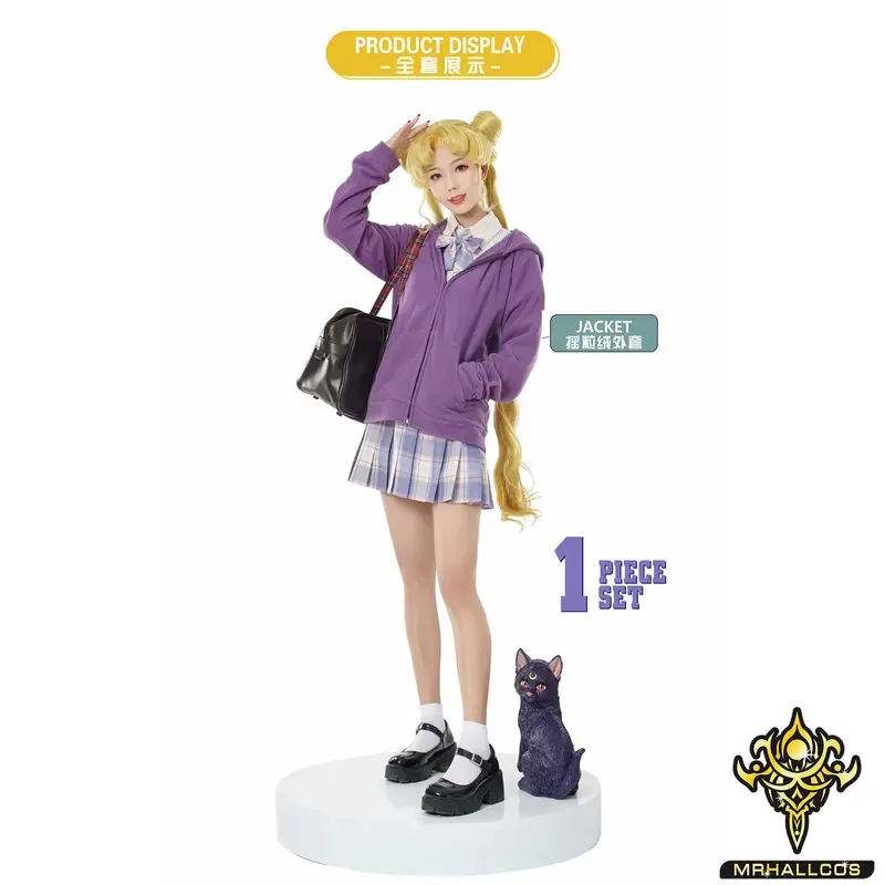 

2025 yiyiMRHALLCOS Anime Cosplay Sailors Moons Black Cat Luna Jacket Crystal Costume Halloween JK Party Kid Child Adult Women Pl