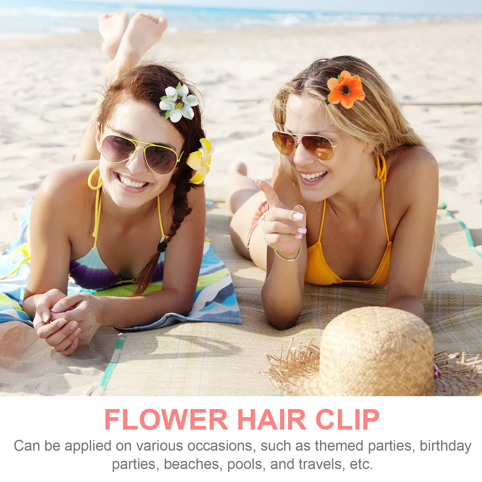 

28Pcs Artificial Flower Hair Clips Elegant Hawaiian Style Beach Party Hair Accessories Floral Hairpins for Women