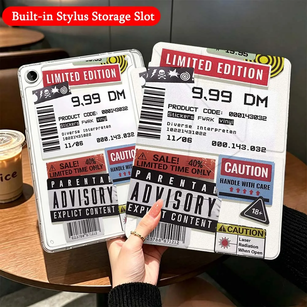 Bad Vibes Sticker Case For Samsung Galaxy Tab A9 A8 A11 S6 S7 S8 S9 S10 FE Plus Lite Transparent Y-Shaped Folding Tablet