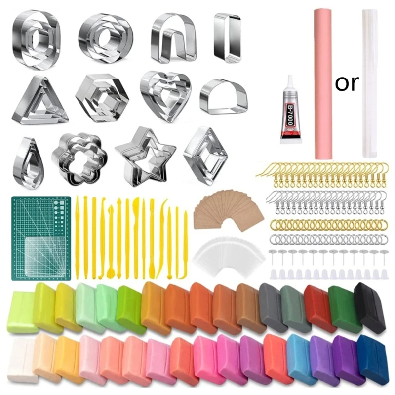 Clay Cutters 14 Shapes Cutters 360 Pcs Earring Cutters with Colored Clay Bag 40GB