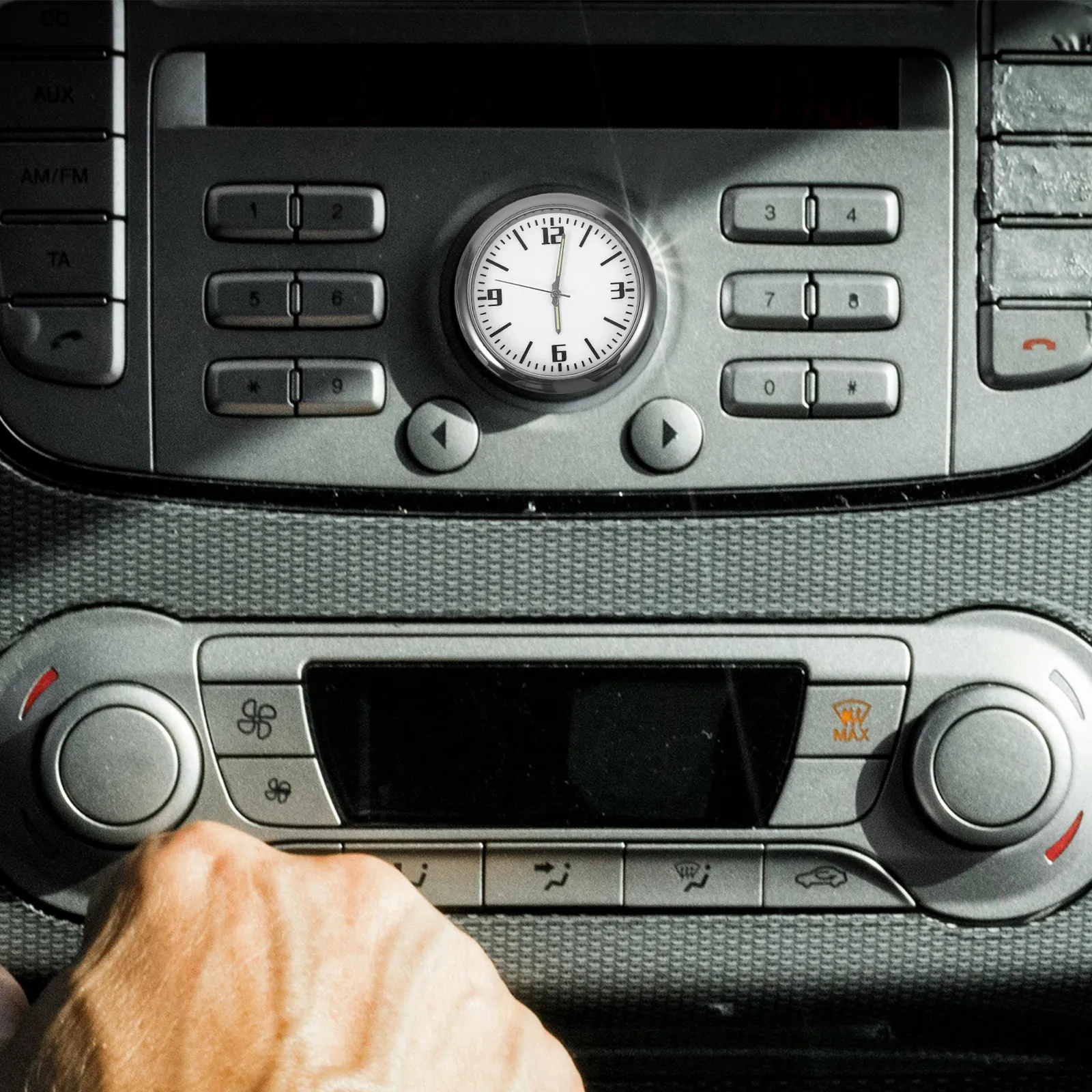 Small Car Clock Electronic Quartz Mini Metal Vehicle Dashboard Clock Auto Interior Decoration Adhesive Stick-on