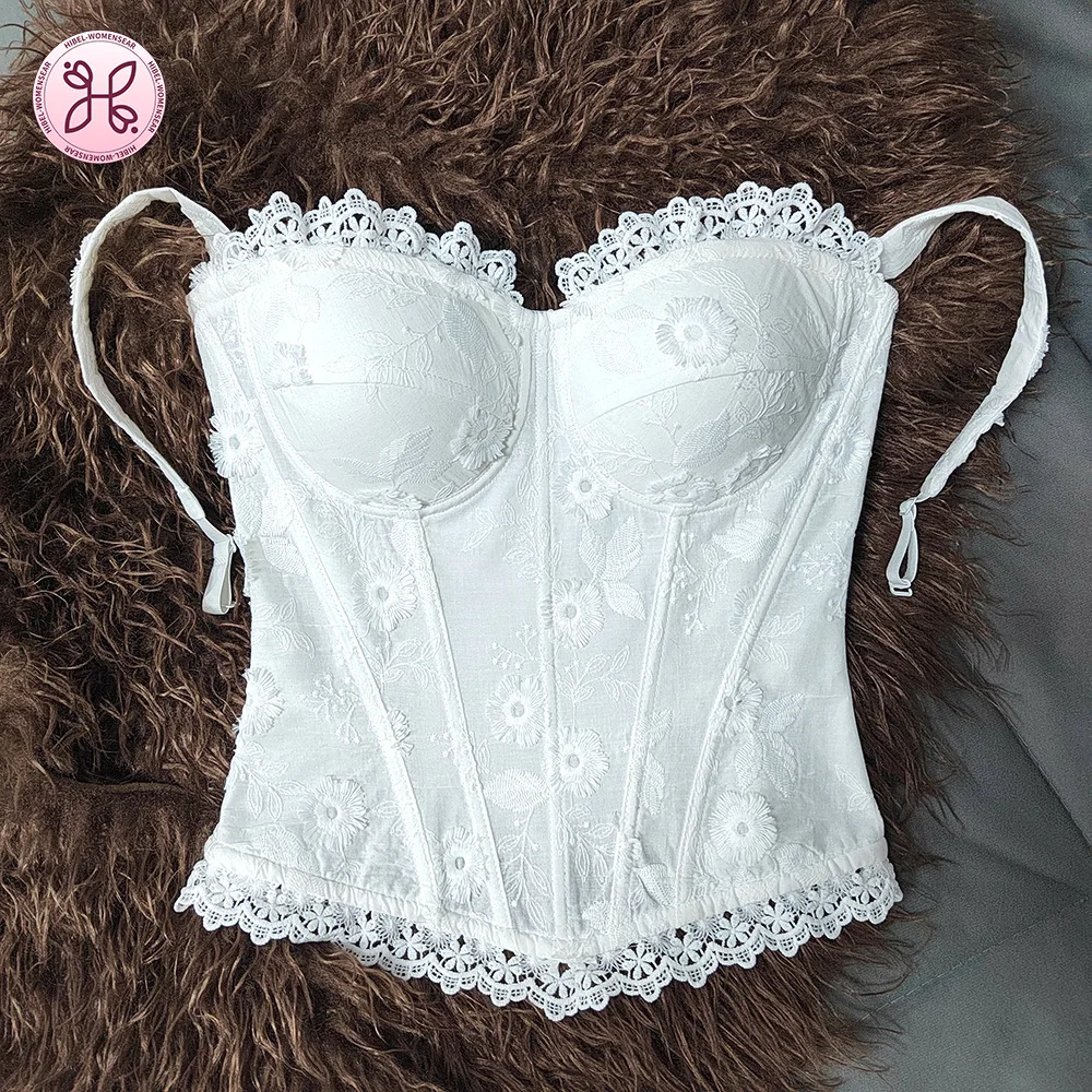 

Женский винтажный корсет-топ в европейском дворцовом стиле с вышивкой, кружевной отделкой, эффектом пуш-ап, на косточках, элегантный модный топ
