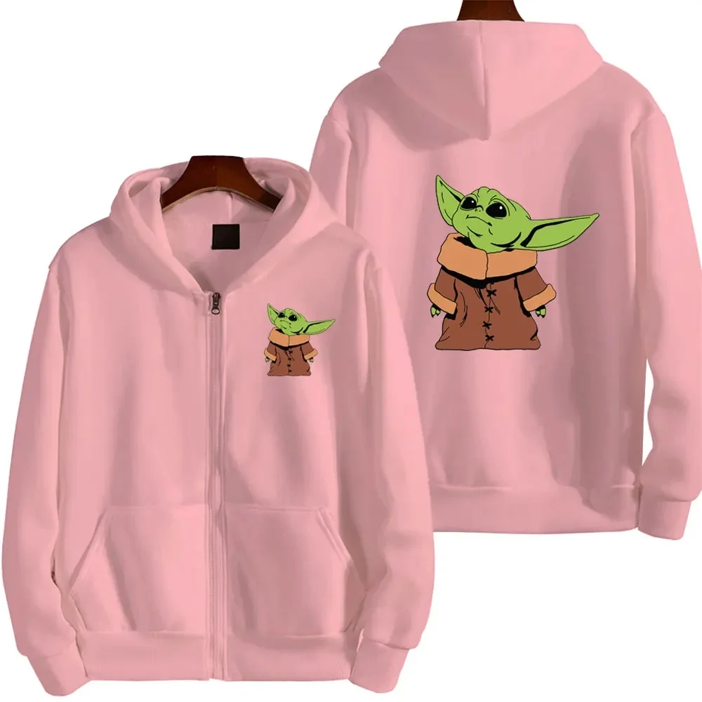 Baby Yoda Zipper Hooded Jacket 2024 Spring and Autumn New Casual Men\'s and Women\'s Sports Shirt Coat Green Clothing