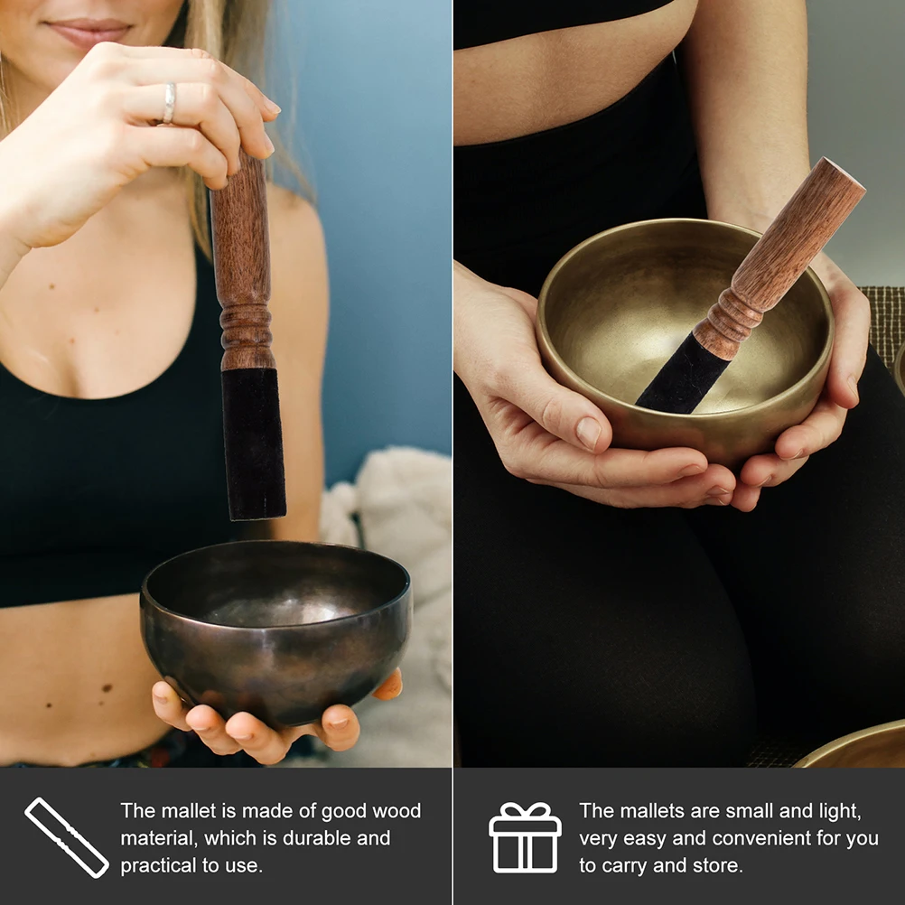 

2Pcs Singing Bowl Wooden Mallet Stick Clear Sound Accessory Striker for Study Relaxation Meditation Buddha Sound Bowl Rod
