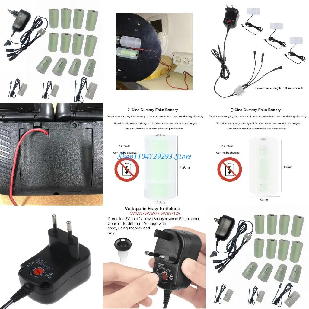 

Y2GD 3-12V Adjust 1 to 3 Splitter AC100-240 Power Adapter 2C+1D Eliminators