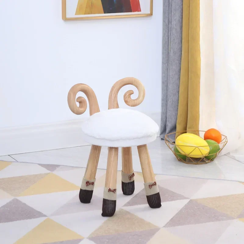 Child Seat Porch Changing Shoe Stool Adorable Kids Furniture Cute Cartoon Wood Chair for Kids Soft Bag Stool Kindergarten