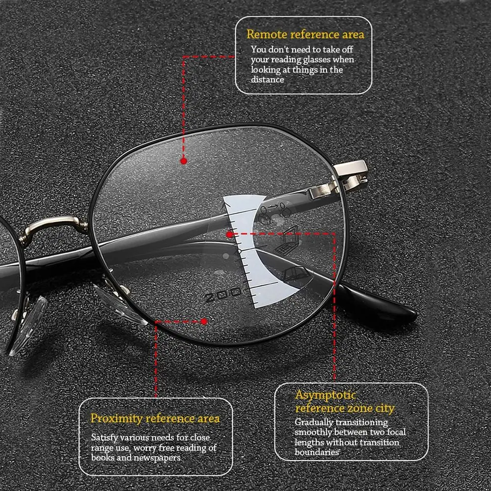 Multifocal Reading Glasses Progressive Near Far Square Eyeglasses Blue Ray Blocking Anti-Blue Light Men Women Reading Glasses