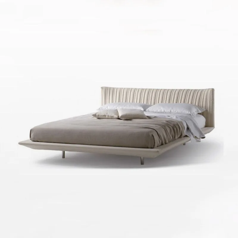 Minimalist fabric bed height PC and console game bedroom 1.8m cream wind hovering bed