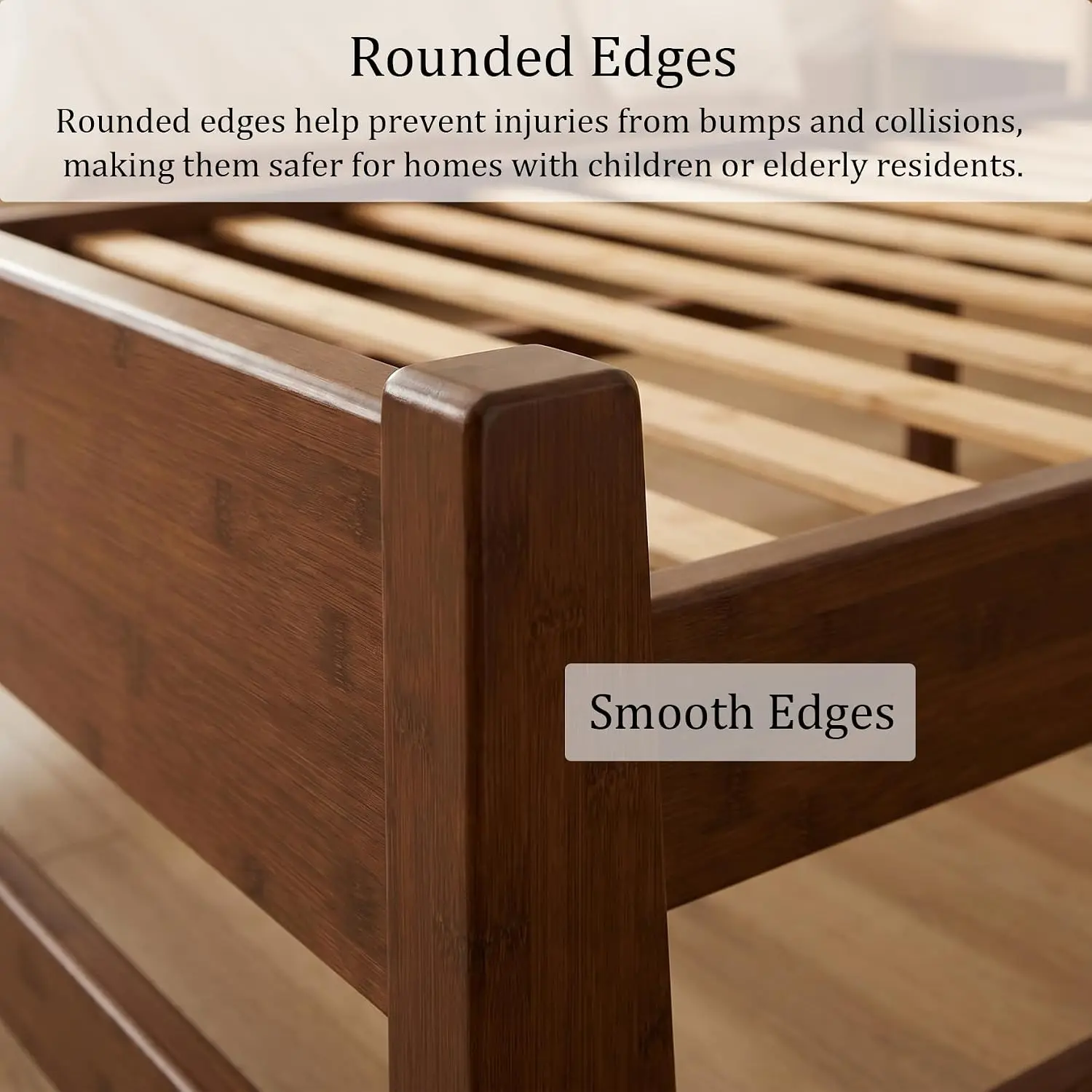 Queen Size Bamboo Platform Bed Frame with Tall Headboard, Customized - view 6