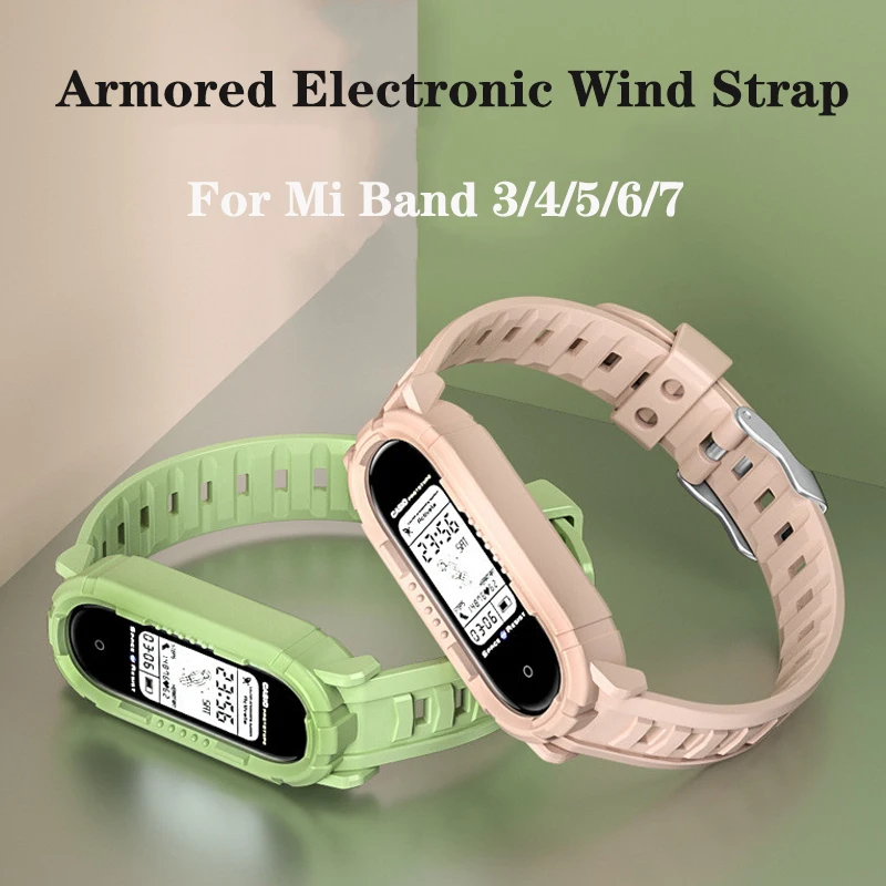 Glacier Armored Electric Style Strap for Mi Band 7 6 5 4 3 Smart Band Replacement Bracelect Wriststrap for Mi Band 7 6 5 Strap