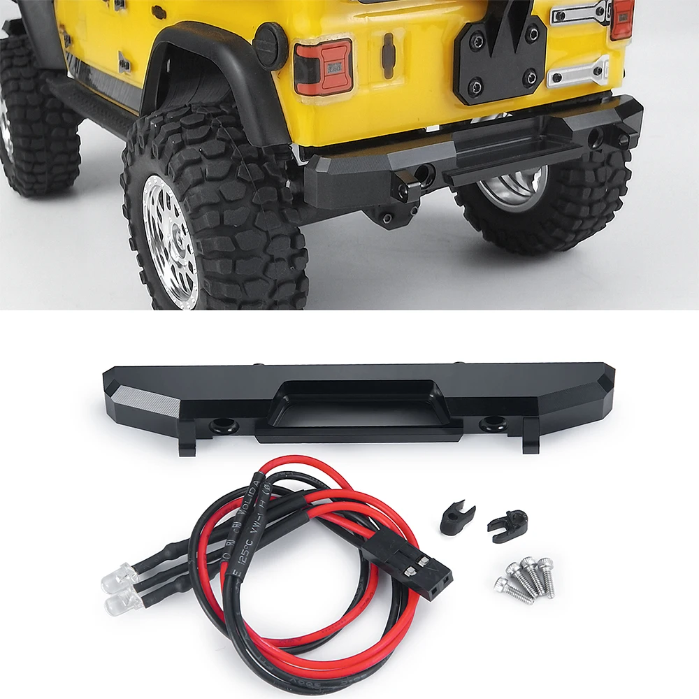 YEAHRUN Metal Front Rear Bumper with LED Lights for 1/24 RC Crawler Axial SCX24 AXI00002 Jeep Wrangler JLU Deadbolt Upgrade Part