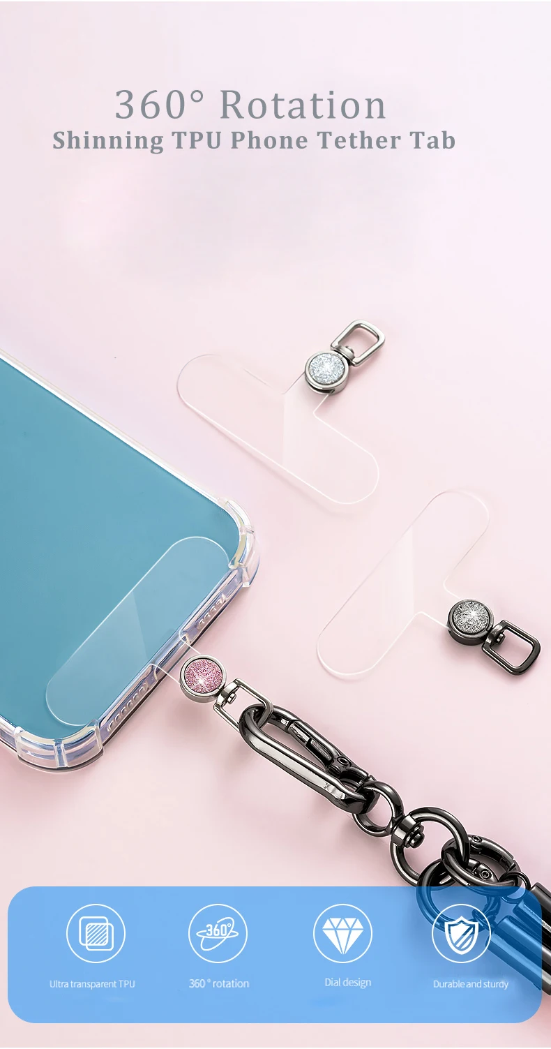 Glänzende Handy-Befestigungslaschen Universelle Handyband-Patches Luxuriöse Glitzer-Handyband-Ersatzteile für Mobiltelefone – Detail 1