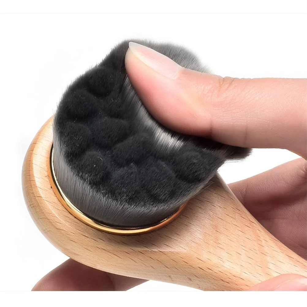 Electric Facial Cleansing Brush Dry Exfoliating Wooden Handle Bath Scrubber for Body