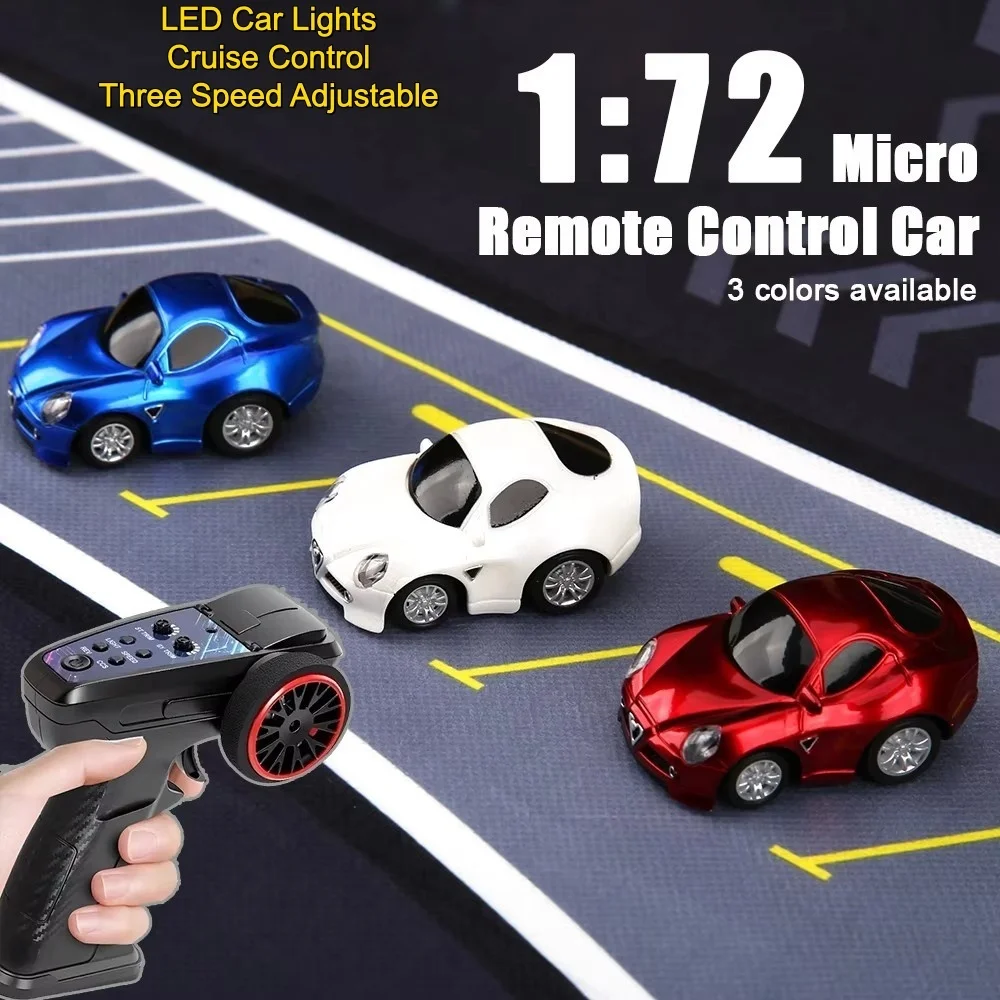 

1:72 Mini RC Car 2.4G Three Speed Adjustable LED Lights Gyro Stability Cruise Control Remote Control Car Model Toys Strong Power