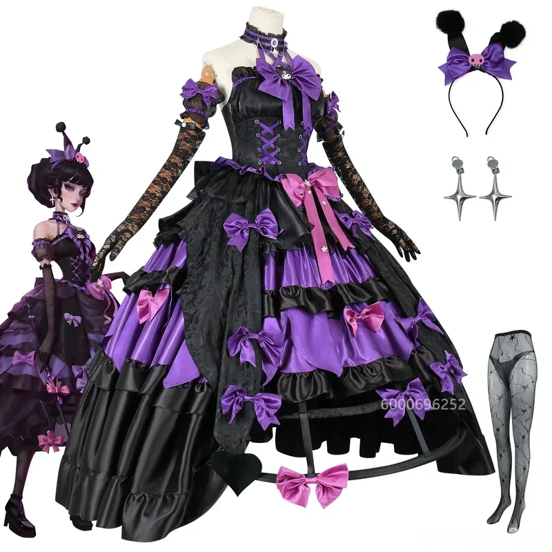 In Stock Identity V Bloody Queen Kuromi Cosplay Costume Black Lolita Gothic Long Dress with Wig Full Set for Halloween Xmas@0Z*